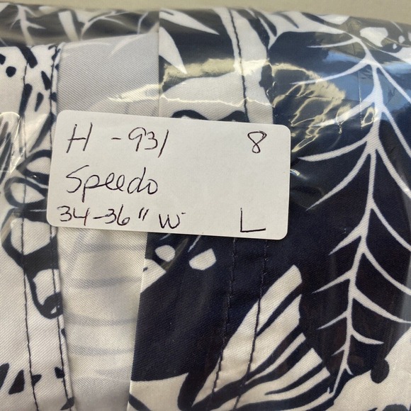 Speedo Board Shorts Mens Large Bondi Etched Floral Blue White Pockets Lined - Picture 13 of 13